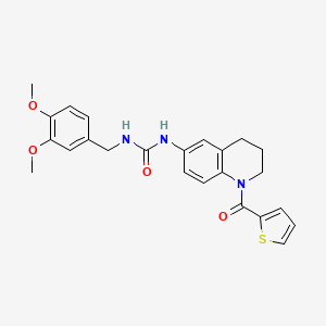 molecular formula C24H25N3O4S B2769730 1-(3,4-Dimethoxybenzyl)-3-(1-(thiophene-2-carbonyl)-1,2,3,4-tetrahydroquinolin-6-yl)urea CAS No. 1203027-26-2