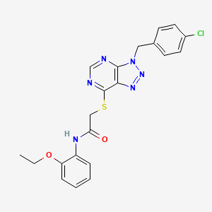 molecular formula C21H19ClN6O2S B2769750 2-((3-(4-氯苯甲基)-3H-[1,2,3]噻唑并[4,5-d]嘧啶-7-基)硫)-N-(2-乙氧基苯基)乙酰胺 CAS No. 941956-15-6