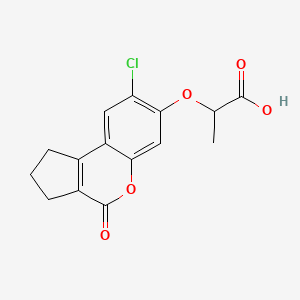 molecular formula C15H13ClO5 B2769754 2-[(8-Chloro-4-oxo-1,2,3,4-tetrahydrocyclopenta[c]chromen-7-yl)oxy]propanoic acid CAS No. 313471-08-8