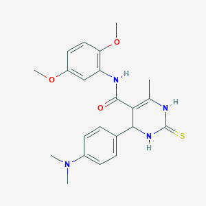 molecular formula C22H26N4O3S B2769758 N-(2,5-二甲氧基苯基)-4-(4-(二甲基氨基)苯基)-6-甲基-2-硫代-1,2,3,4-四氢嘧啶-5-甲酰胺 CAS No. 380434-38-8