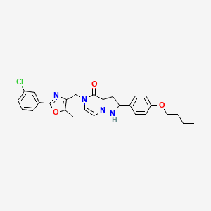 molecular formula C27H25ClN4O3 B2769759 2-(4-butoxyphenyl)-5-{[2-(3-chlorophenyl)-5-methyl-1,3-oxazol-4-yl]methyl}-4H,5H-pyrazolo[1,5-a]pyrazin-4-one CAS No. 1357740-49-8