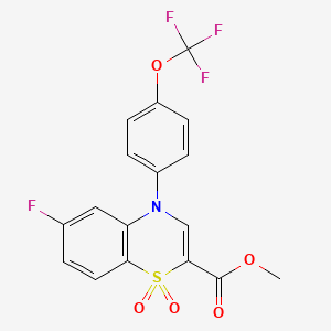 molecular formula C17H11F4NO5S B2769763 methyl 6-fluoro-4-[4-(trifluoromethoxy)phenyl]-4H-1,4-benzothiazine-2-carboxylate 1,1-dioxide CAS No. 1291844-06-8