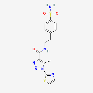 molecular formula C15H16N6O3S2 B2769764 5-methyl-N-(4-sulfamoylphenethyl)-1-(thiazol-2-yl)-1H-1,2,3-triazole-4-carboxamide CAS No. 1251635-52-5