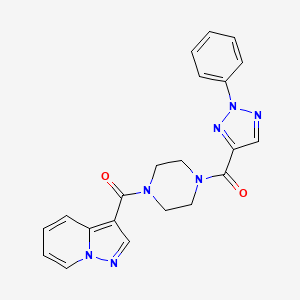 molecular formula C21H19N7O2 B2769781 (2-苯基-2H-1,2,3-三唑-4-基)(4-(吡唑并[1,5-a]吡啶-3-羧酰)哌嗪-1-基)甲酮 CAS No. 1396679-97-2