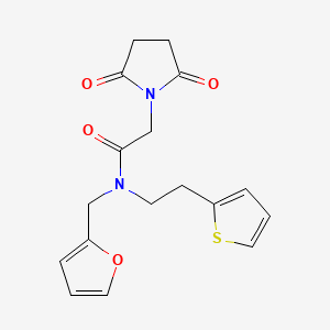 molecular formula C17H18N2O4S B2769782 2-(2,5-dioxopyrrolidin-1-yl)-N-(furan-2-ylmethyl)-N-(2-(thiophen-2-yl)ethyl)acetamide CAS No. 1396852-57-5