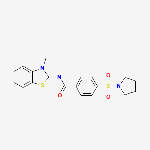 N-(3,4-dimethyl-1,3-benzothiazol-2-ylidene)-4-pyrrolidin-1-ylsulfonylbenzamide