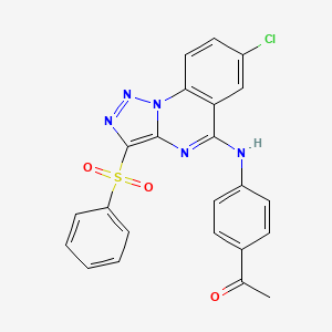 molecular formula C23H16ClN5O3S B2769824 1-(4-{[7-Chloro-3-(phenylsulfonyl)[1,2,3]triazolo[1,5-a]quinazolin-5-yl]amino}phenyl)ethanone CAS No. 904581-04-0