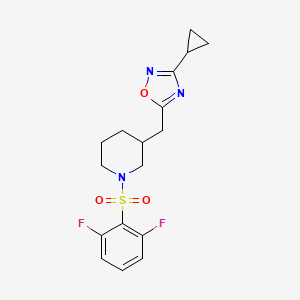 molecular formula C17H19F2N3O3S B2769825 3-Cyclopropyl-5-((1-((2,6-difluorophenyl)sulfonyl)piperidin-3-yl)methyl)-1,2,4-oxadiazole CAS No. 1705941-04-3