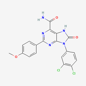 molecular formula C19H13Cl2N5O3 B2769830 9-(3,4-二氯苯基)-2-(4-甲氧基苯基)-8-氧代-8,9-二氢-7H-嘧啶-6-甲酰胺 CAS No. 887889-28-3