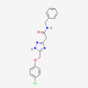 molecular formula C18H17ClN4O2 B2769833 N-benzyl-2-{5-[(4-chlorophenoxy)methyl]-1H-1,2,4-triazol-3-yl}acetamide CAS No. 1049106-96-8