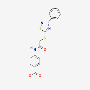 molecular formula C18H15N3O3S2 B2769839 Methyl 4-(2-((3-phenyl-1,2,4-thiadiazol-5-yl)thio)acetamido)benzoate CAS No. 864856-26-8