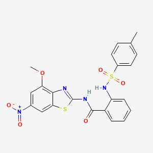 molecular formula C22H18N4O6S2 B2769848 N-(4-methoxy-6-nitro-1,3-benzothiazol-2-yl)-2-[(4-methylphenyl)sulfonylamino]benzamide CAS No. 329905-22-8