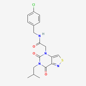 molecular formula C18H19ClN4O3S B2769850 N-(4-氯苄基)-2-(6-异丁基-5,7-二氧代-6,7-二氢异噻唑并[4,3-d]嘧啶-4(5H)-基)乙酰胺 CAS No. 1251544-85-0