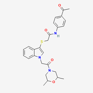 N-(4-acetylphenyl)-2-((1-(2-(2,6-dimethylmorpholino)-2-oxoethyl)-1H-indol-3-yl)thio)acetamide