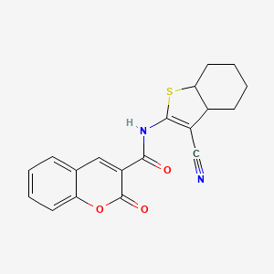 molecular formula C19H16N2O3S B2769855 N-(3-cyano-3a,4,5,6,7,7a-hexahydro-1-benzothien-2-yl)-2-oxo-2H-chromene-3-carboxamide CAS No. 1987112-42-4
