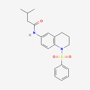 molecular formula C20H24N2O3S B2769862 N-[1-(苯磺酰)-3,4-二氢-2H-喹啉-6-基]-3-甲基丁酰胺 CAS No. 941916-10-5