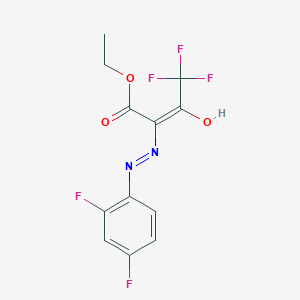 molecular formula C12H9F5N2O3 B2769867 ethyl 2-[(Z)-2-(2,4-difluorophenyl)hydrazono]-4,4,4-trifluoro-3-oxobutanoate CAS No. 860785-80-4