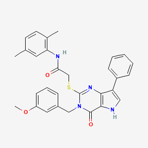 molecular formula C30H28N4O3S B2769895 N-(2,5-dimethylphenyl)-2-{[3-(3-methoxybenzyl)-4-oxo-7-phenyl-4,5-dihydro-3H-pyrrolo[3,2-d]pyrimidin-2-yl]sulfanyl}acetamide CAS No. 1794944-95-8