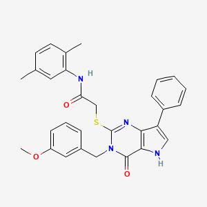 molecular formula C30H28N4O3S B2769895 N-(2,5-dimethylphenyl)-2-({3-[(3-methoxyphenyl)methyl]-4-oxo-7-phenyl-3H,4H,5H-pyrrolo[3,2-d]pyrimidin-2-yl}sulfanyl)acetamide CAS No. 1794944-95-8