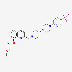 molecular formula C28H32F3N5O3 B2769897 2-[(4-{4-[5-(Trifluoromethyl)pyridin-2-yl]piperazin-1-yl}piperidin-1-yl)methyl]quinolin-8-yl 2-methoxyacetate CAS No. 2097932-96-0