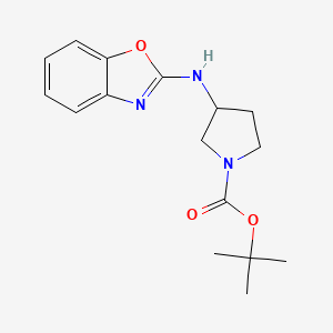 molecular formula C16H21N3O3 B2769904 叔丁基3-(苯并[d]噁唑-2-基氨基)吡咯啉-1-甲酸酯 CAS No. 1353958-77-6