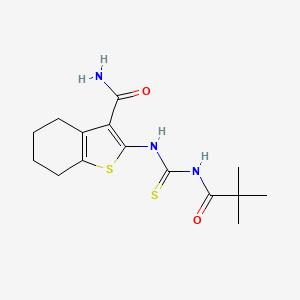 molecular formula C15H21N3O2S2 B2769913 2-(3-戊酰基硫脲基)-4,5,6,7-四氢苯并[b]噁唑-3-甲酰胺 CAS No. 446310-78-7