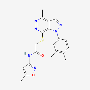 molecular formula C20H20N6O2S B2769918 2-((1-(3,4-二甲基苯基)-4-甲基-1H-吡唑并[3,4-d]吡啶-7-基)硫)-N-(5-甲基异噁唑-3-基)乙酰胺 CAS No. 1105203-52-8