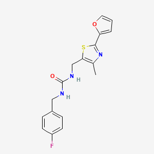 molecular formula C17H16FN3O2S B2769920 1-(4-氟苯甲基)-3-((2-(呋喃-2-基)-4-甲基噻唑-5-基)甲基)脲 CAS No. 1421468-49-6