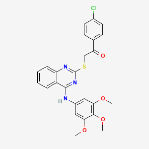 molecular formula C25H22ClN3O4S B2769924 1-(4-Chlorophenyl)-2-[4-(3,4,5-trimethoxyanilino)quinazolin-2-yl]sulfanylethanone CAS No. 688355-84-2