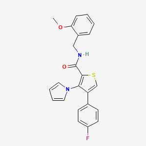 molecular formula C23H19FN2O2S B2769931 4-(4-fluorophenyl)-N-(2-methoxybenzyl)-3-(1H-pyrrol-1-yl)thiophene-2-carboxamide CAS No. 1207013-11-3