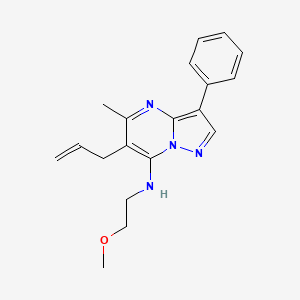 molecular formula C19H22N4O B2769934 6-烯丙基-N-(2-甲氧基乙基)-5-甲基-3-苯基吡唑并[1,5-a]嘧啶-7-胺 CAS No. 900295-59-2