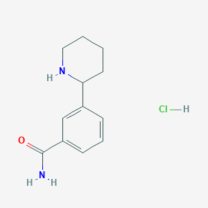 molecular formula C12H17ClN2O B2769940 3-(Piperidin-2-yl)benzamide hydrochloride CAS No. 2548993-95-7