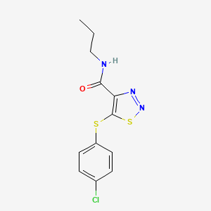 molecular formula C12H12ClN3OS2 B2769954 5-[(4-氯苯基)硫醚基]-N-丙基-1,2,3-噻二唑-4-甲酰胺 CAS No. 303151-50-0