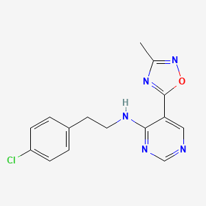molecular formula C15H14ClN5O B2769959 N-(4-氯苯乙基)-5-(3-甲基-1,2,4-噁二唑-5-基)嘧啶-4-胺 CAS No. 2034392-93-1