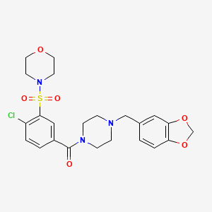 molecular formula C23H26ClN3O6S B2769961 (4-(Benzo[d][1,3]dioxol-5-ylmethyl)piperazin-1-yl)(4-chloro-3-(morpholinosulfonyl)phenyl)methanone CAS No. 877818-57-0