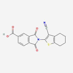molecular formula C18H12N2O4S B2769964 2-(3-Cyano-4,5,6,7-tetrahydrobenzo[b]thiophen-2-yl)-1,3-dioxoisoindoline-5-carboxylic acid CAS No. 847239-94-5