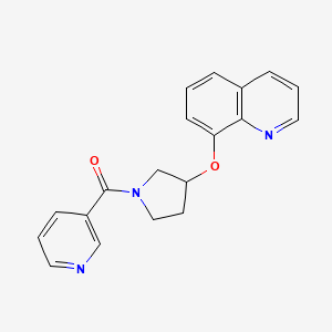 molecular formula C19H17N3O2 B2769965 Pyridin-3-yl(3-(quinolin-8-yloxy)pyrrolidin-1-yl)methanone CAS No. 2034276-81-6
