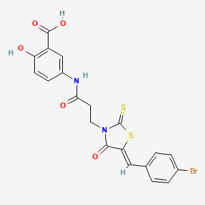 molecular formula C20H15BrN2O5S2 B2769969 (Z)-5-(3-(5-(4-bromobenzylidene)-4-oxo-2-thioxothiazolidin-3-yl)propanamido)-2-hydroxybenzoic acid CAS No. 681252-41-5