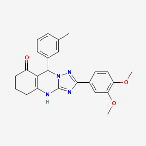 molecular formula C24H24N4O3 B2769981 2-(3,4-dimethoxyphenyl)-9-(m-tolyl)-5,6,7,9-tetrahydro-[1,2,4]triazolo[5,1-b]quinazolin-8(4H)-one CAS No. 539844-13-8