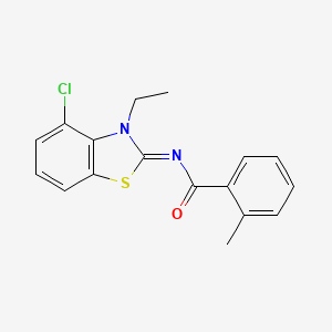 molecular formula C17H15ClN2OS B2769984 N-(4-氯-3-乙基-1,3-苯并噻唑-2-基亚甲基)-2-甲基苯甲酰胺 CAS No. 865545-58-0