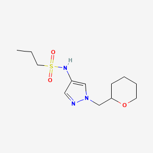 molecular formula C12H21N3O3S B2769985 N-(1-((二氢-2H-吡喃-2-基)甲基)-1H-吡唑-4-基)丙烷-1-磺酰胺 CAS No. 2034230-10-7