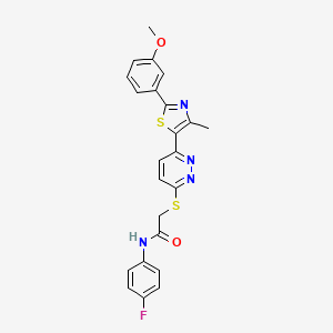 molecular formula C23H19FN4O2S2 B2769986 N-(4-氟苯基)-2-((6-(2-(3-甲氧苯基)-4-甲基噻唑-5-基)吡啶-3-基)硫)乙酰胺 CAS No. 923202-15-7