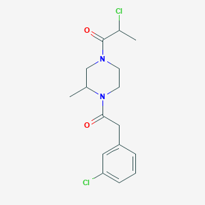 molecular formula C16H20Cl2N2O2 B2769987 2-Chloro-1-[4-[2-(3-chlorophenyl)acetyl]-3-methylpiperazin-1-yl]propan-1-one CAS No. 2411240-28-1