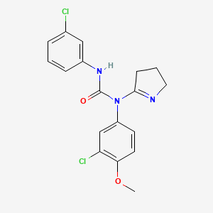 molecular formula C18H17Cl2N3O2 B2769991 1-(3-chloro-4-methoxyphenyl)-3-(3-chlorophenyl)-1-(3,4-dihydro-2H-pyrrol-5-yl)urea CAS No. 905761-36-6