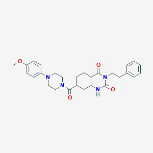 molecular formula C28H28N4O4 B2769993 7-[4-(4-Methoxyphenyl)piperazine-1-carbonyl]-3-(2-phenylethyl)-1,2,3,4-tetrahydroquinazoline-2,4-dione CAS No. 958565-03-2