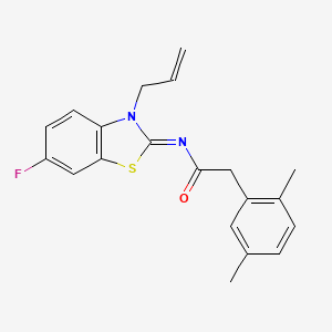 molecular formula C20H19FN2OS B2770022 (Z)-N-(3-烯丙基-6-氟苯并[d]噻唑-2(3H)-基亚甲基)-2-(2,5-二甲基苯基)乙酰胺 CAS No. 1005937-67-6