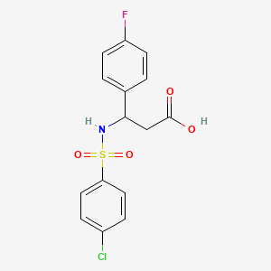 molecular formula C15H13ClFNO4S B2770039 3-(4-Chlorobenzenesulfonamido)-3-(4-fluorophenyl)propanoic acid CAS No. 440646-68-4