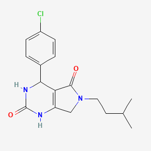molecular formula C17H20ClN3O2 B2770044 4-(4-chlorophenyl)-6-isopentyl-3,4,6,7-tetrahydro-1H-pyrrolo[3,4-d]pyrimidine-2,5-dione CAS No. 923158-86-5