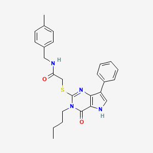 molecular formula C26H28N4O2S B2770081 2-((3-butyl-4-oxo-7-phenyl-4,5-dihydro-3H-pyrrolo[3,2-d]pyrimidin-2-yl)thio)-N-(4-methylbenzyl)acetamide CAS No. 2034479-93-9