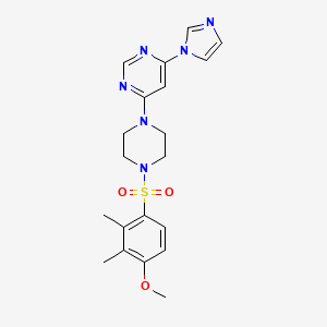 molecular formula C20H24N6O3S B2770084 4-(1H-咪唑-1-基)-6-(4-((4-甲氧基-2,3-二甲基苯基)磺酰)哌嗪-1-基)嘧啶 CAS No. 1170511-84-8